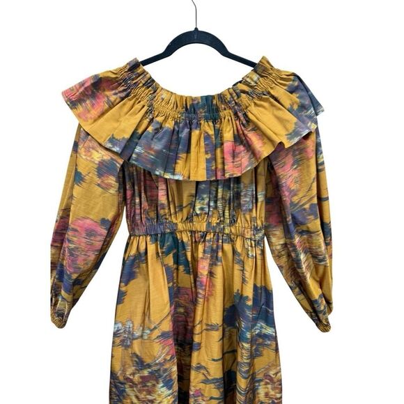 NWT $1490 Ulla Johnson Adeline Off Shoulder Midi Dress Floral Size 2 - Picture 9 of 12